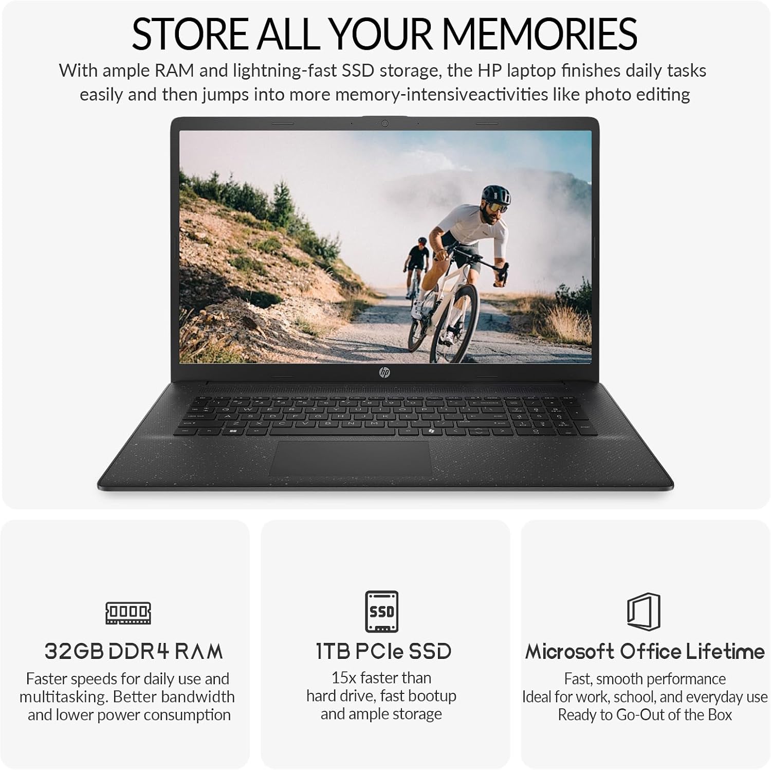 HP 17 Laptop Computer Notebook, 17.3' FHD IPS Large Screen Laptop PC, Intel 10-Core i5, Windows 11 Pro | Lifetime Office |10-Key Number Pad | 32GB RAM 1TB SSD