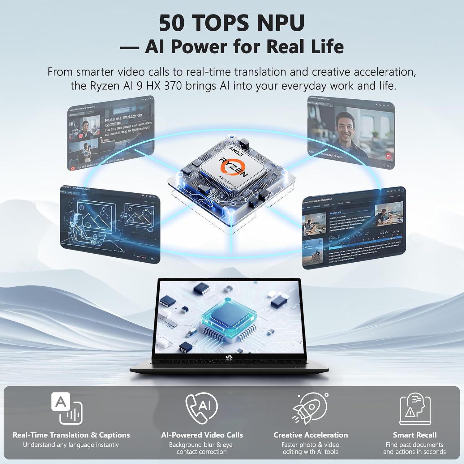 NIMO 17.3' AI Laptop, AMD Ryzen AI 9 HX 370(50 Tops NPU), Radeon 890M, 64GB DDR5 RAM 4TB SSD, 144Hz, PD 100W USB-C 4.0, Copilot+ PC AI Laptop with Wi-Fi 6E for Working Business Student