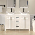 UEV 30' Bathroom Vanity with Sink Combo,Modern Freestanding Sink Cabinet with 3 Drawers,Stylish Bathroom Vanity Cabinet,Grooved Door,Metal Handles,Vessel Sink (Arch Rectangle, 48''White)