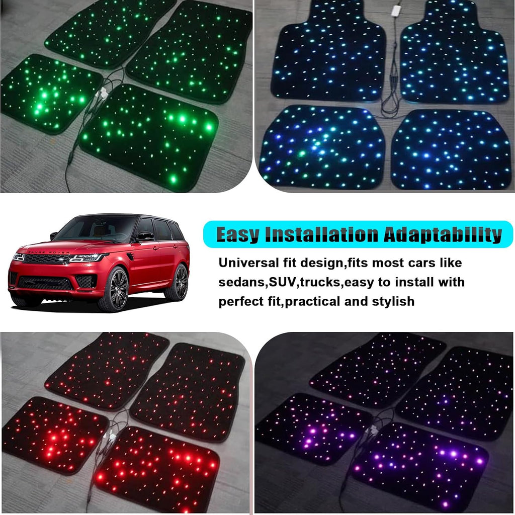 Starlight Floor Mats for Car, LED Car Mats, Starry Sky Design Luminous Carpet, Universal Fit Anti-Slip Waterproof Starlight Mats for Cars, SUVs, Trucks(USB Cable)