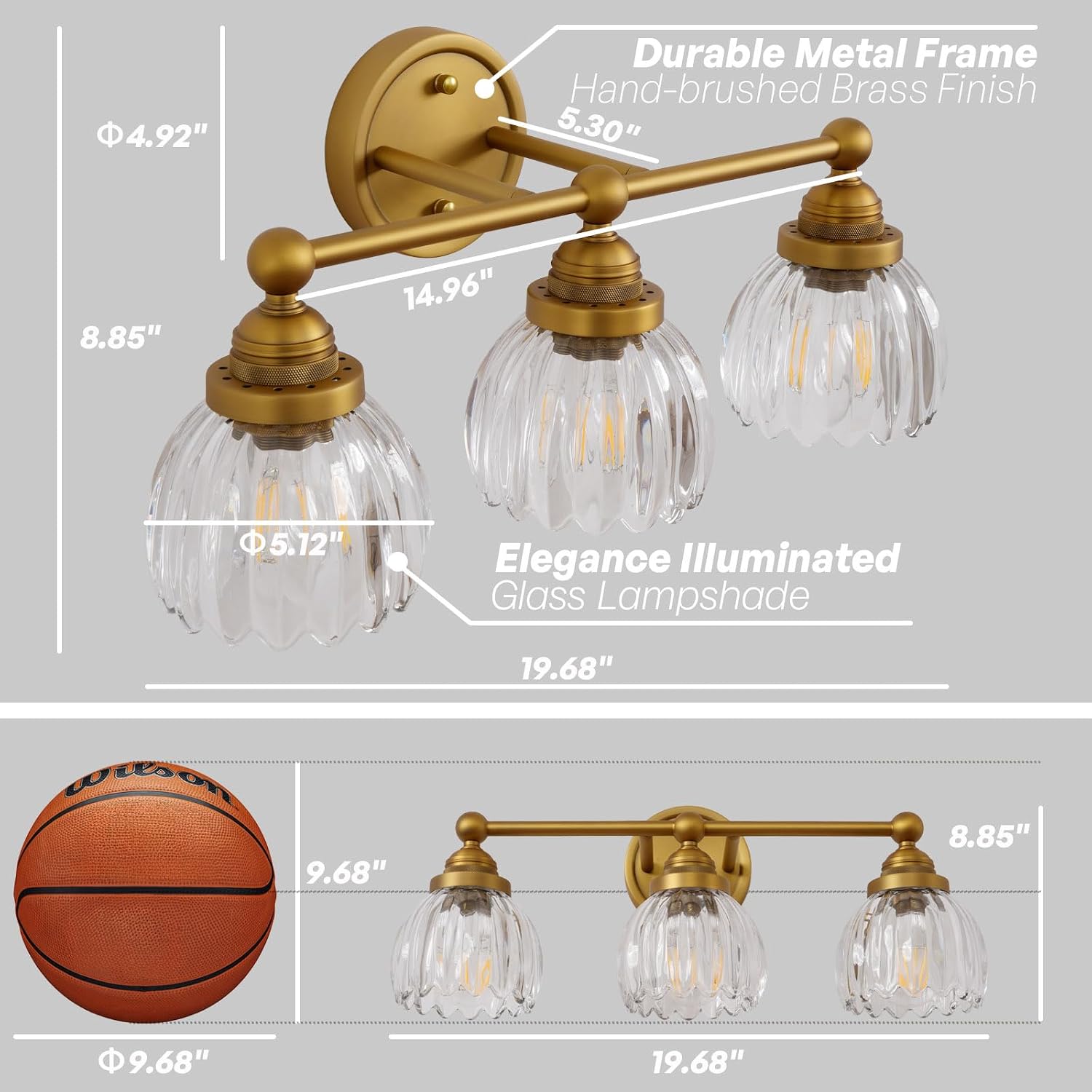 Vintage Triple Arm Tulip Glass Wall Sconce Lighting, 3-Lights Bathroom Vanity Light Fixture for Hallway Bedroom Living Room Bedside Nightstands Lights