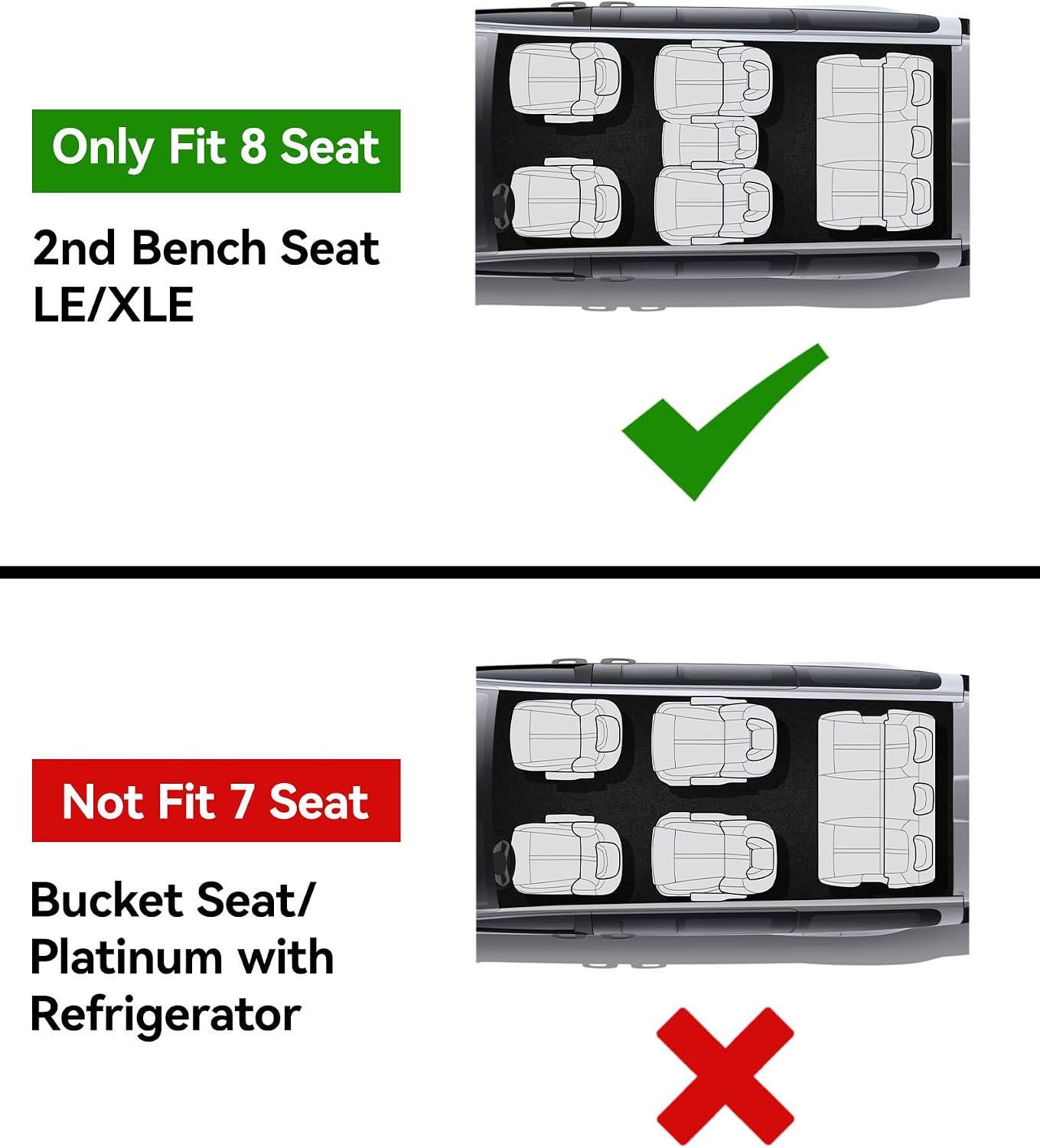 3W Floor Mats&Trunk Mat Fit Toyota Sienna 2021-2026 LE/XLE(Only for 8 Seat), TPE All Weather Custom Fit Floor Liner for Sienna 1st, 2nd and 3rd Row &Cargo Liner, Black with Red Accent