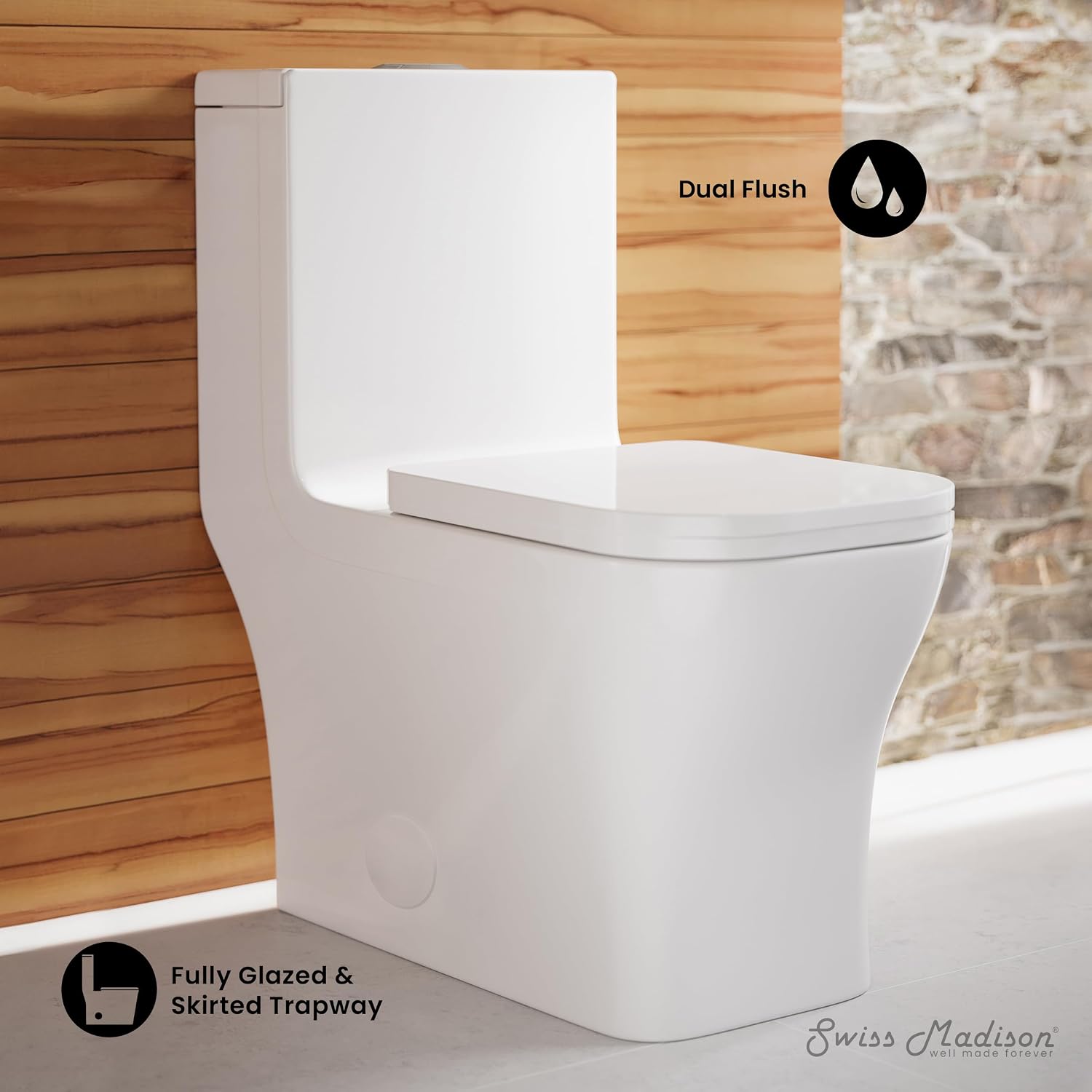Swiss Madison Well Made Forever SM-1T106 Concorde One Piece Toilet, Glossy White