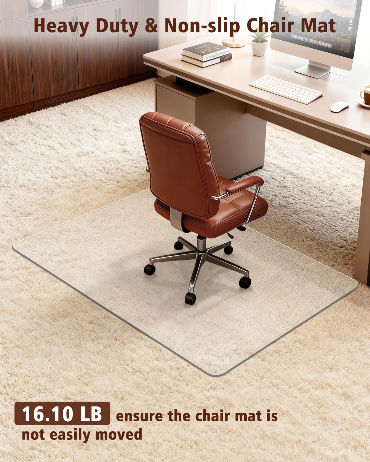 Soimeat Hard Frosted Office Chair Mat for High Pile Carpet and Hardwood Floor, 45' x 53' Anti-Slip Computer Rolling Chair Mat, Heavy Duty Chair Pad Under Desk Carpeted Floor Protector for Home, 2 PCS