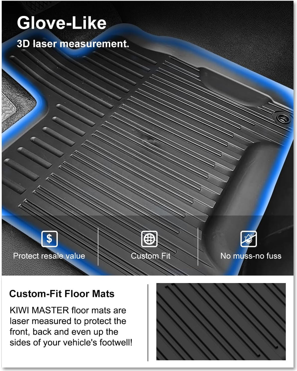 KIWI MASTER Floor Mats & Cargo Mat for 2016-2022 Honda Pilot, OEM Replacement 08P17-TG7-300 08U45-TG7-100, All Weather Car Mats, Custom Fit TPE Floor Liners, Front & Rear & Trunk Mat Set, Black