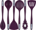 Restaurantware Silicone Utensil Set Pack of 10 Non-Slip Handle 6-Piece Kitchen Tool Set, Heat-Resistant Dishwasher-Friendly Cooking Accessories, Durable Purple Cooking Utensils