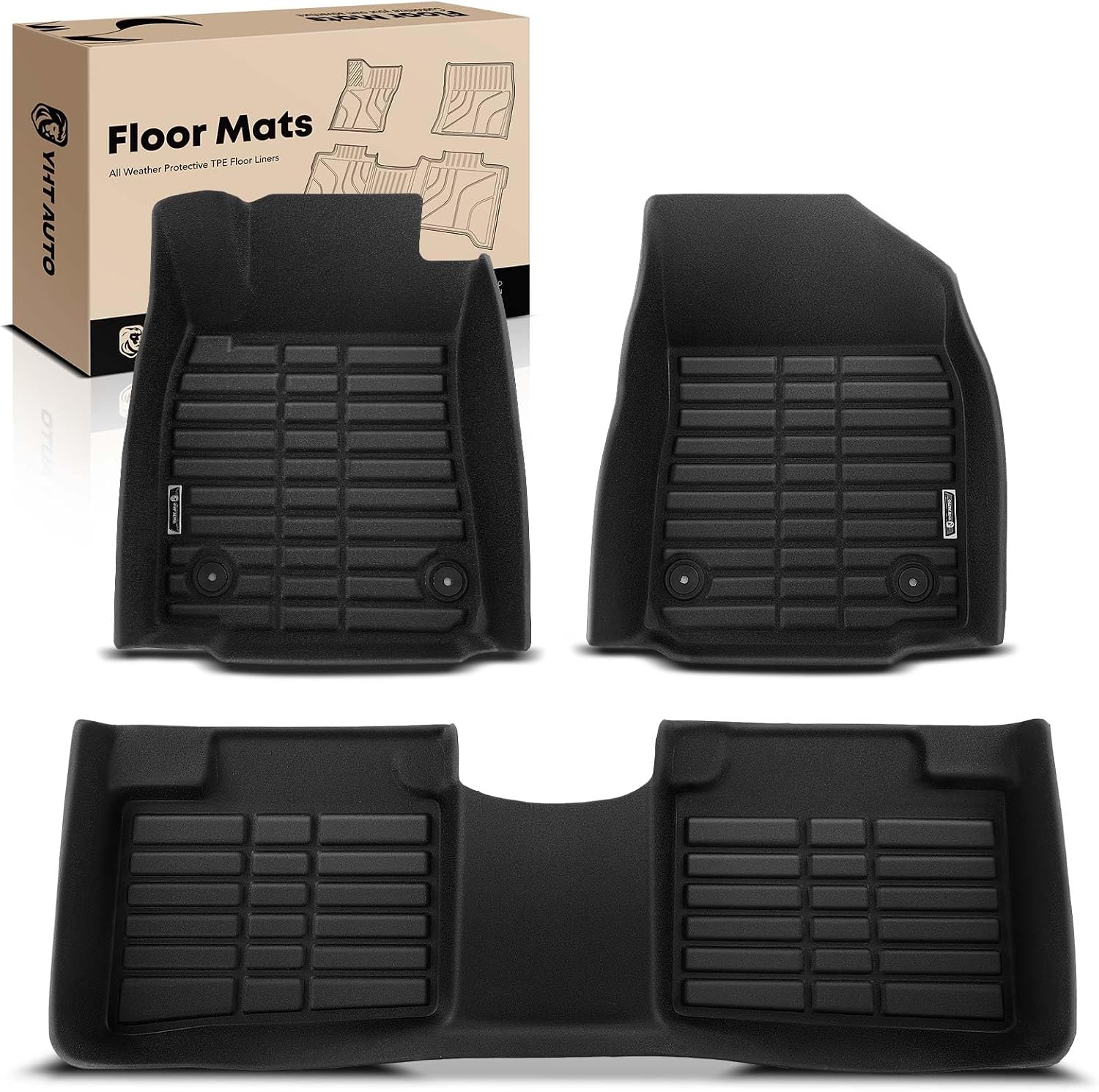 YHTAUTO Automotive All Weather Floor Mats Compatible with Lexus ES350 2007-2012, TPE Floor Liners All-Weather Protection Custom Fit, 1st & 2nd Row, Set of 3 Black
