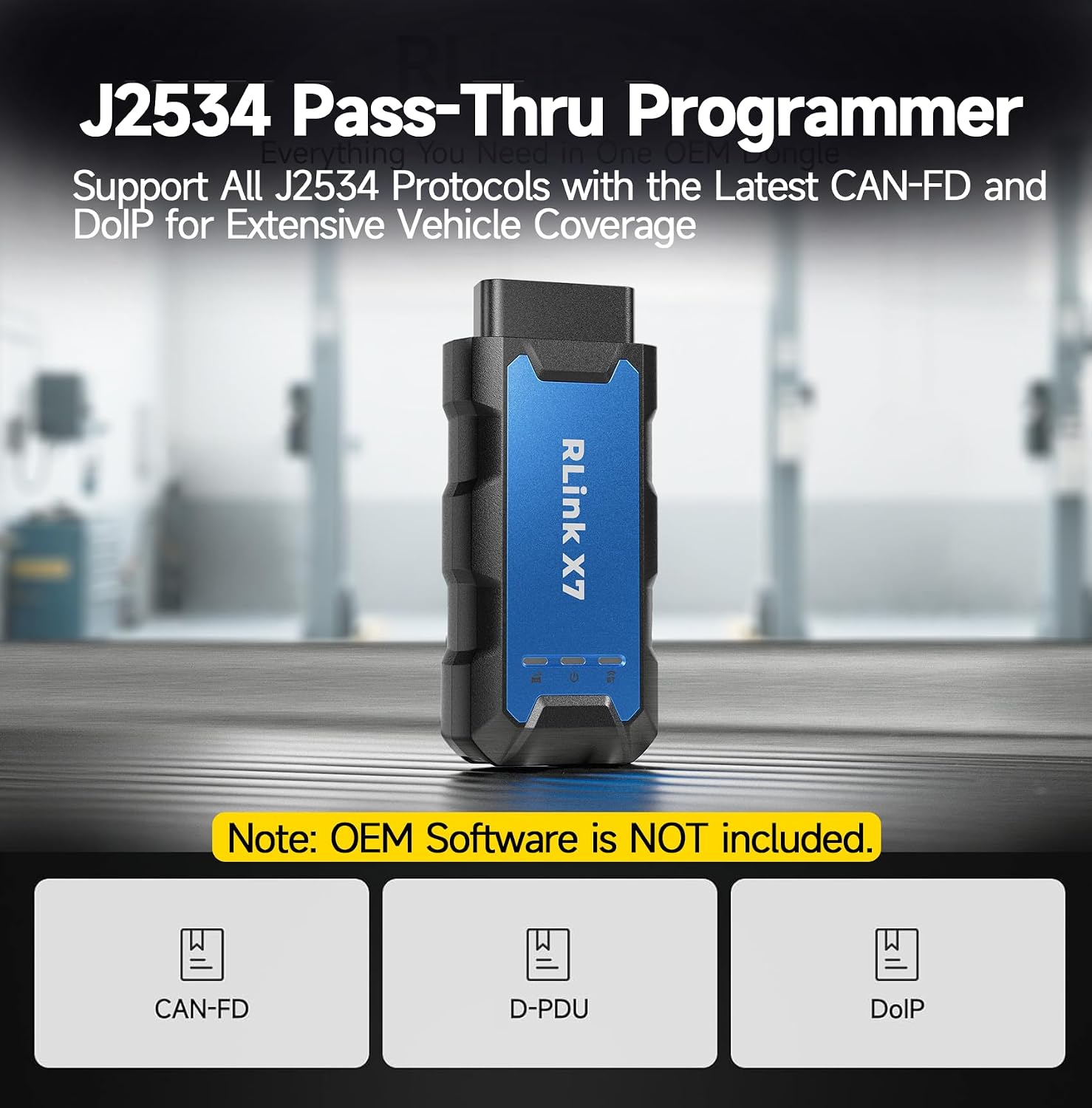 TOPDON J2534 VCI Tool, High-Speed EnhancedJ2534 VCI, J2534 Pass-Thru OEM Functions and Diagnostic Tool, Supports J2534/D-PDU/CAN-FD/DoIP, 8 Vehicle Brands Supported, RLink X7