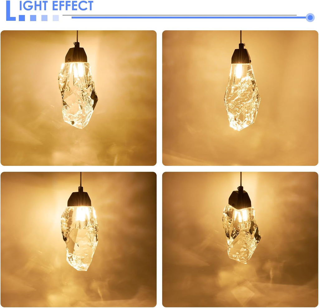 3 Lights Crystal Pendant Light Modern Cluster Chandelier Dimmable Pendant Light Fixture with Black Teardrop Design Stylish Lighting for Kitchen Island, Dining Room, Hallway, Bathroom
