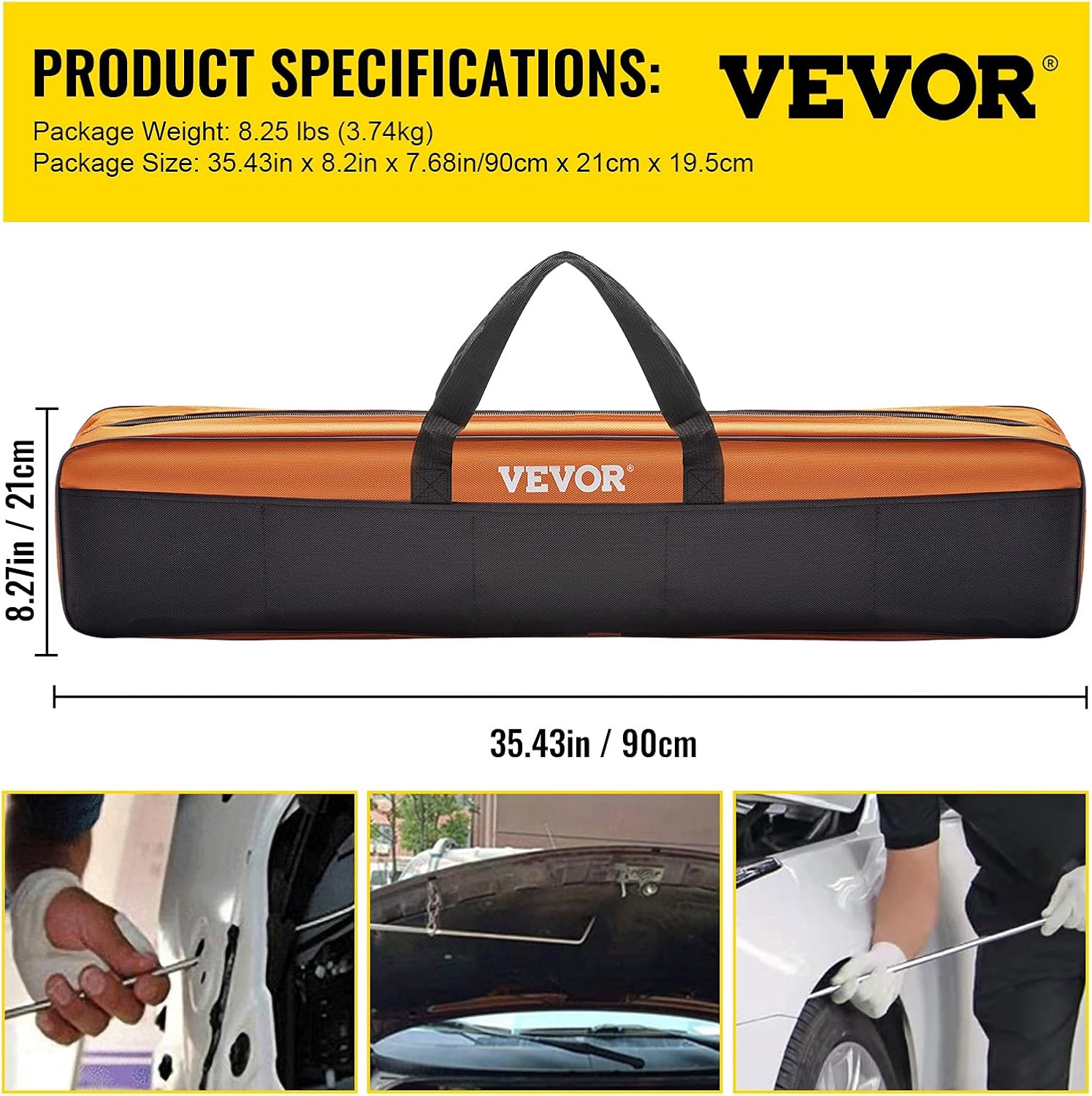 VEVOR Rods Dent Removal Kit, 21 Pcs Paintless Dent Repair Rods, Stainless Steel Dent Rods, Whale Tail Dent Repair Tools, Professional Hail Dent Removal Tool For Minor Dents, Door Dings And Hail Damage
