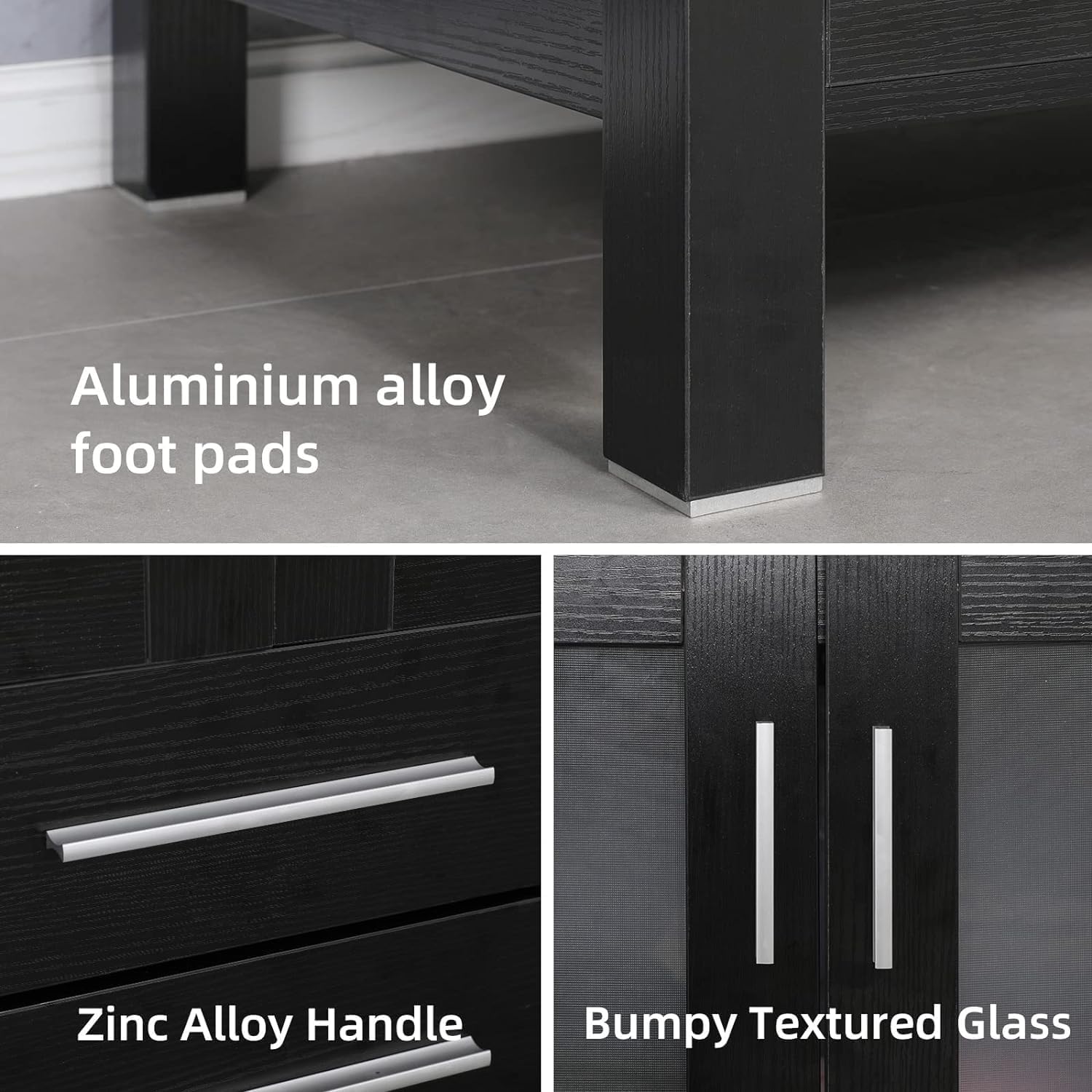 UEV 24' Black Bathroom Vanity with Vessel Sink,Modern Bathroom Vanity Cabinet,Modern Artistic Ceramic Vessel Sink Combo,Faucet Sink Bowl,Pop Up Drain Included,Mirror Not Included(032WHNew)
