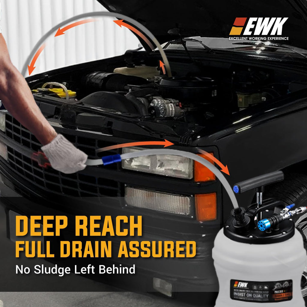 EWK 10.5L Pneumatic/Manual Oil Extractor Pump for Oil Change, Fluid Extractor for Automotive Fluids Vacuum Evacuation