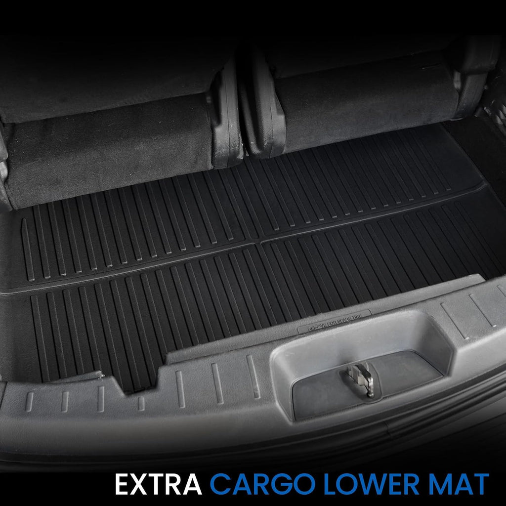Floor Mats Cargo Mat Set for 2015-2019 Ford Explorer 7 Seats, Extra Sub-Trunk Mat and Door Sill Guards, All Weather TPE Floor Liners Cargo Liner Trunk Lower Mat Accessories