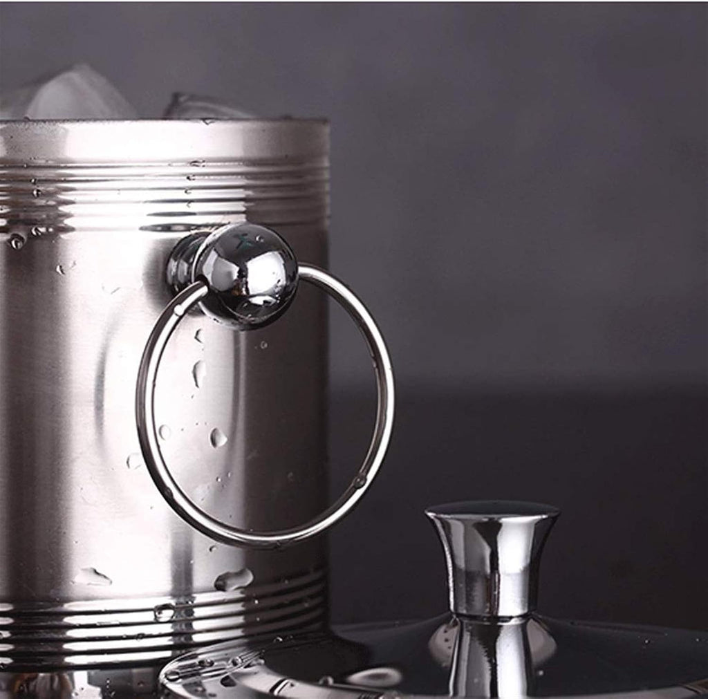 ice bucket, Candy Ice Bucket - Double Walled Stainless Steel Ice Bucket with Ice Tongs, Scoop, Lid, and Exclusive Handmade Nylon
