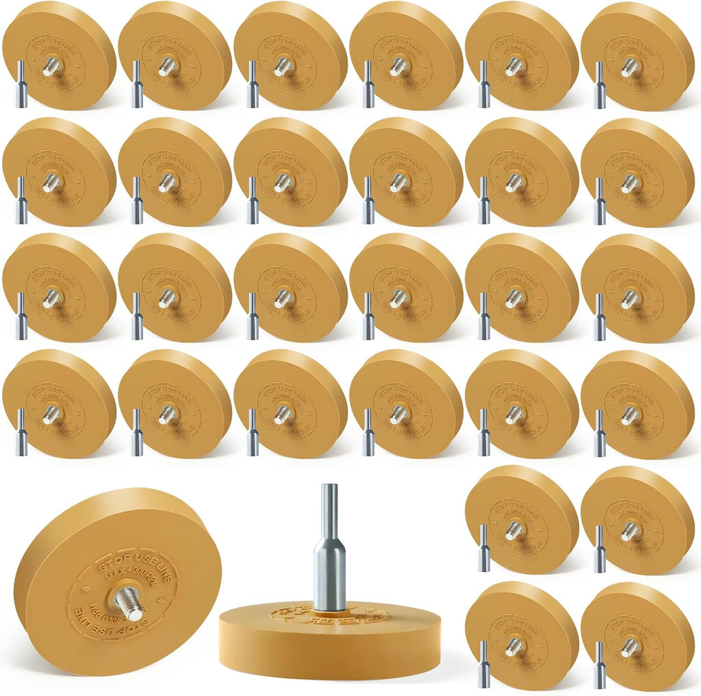 30 Pack Decal Remover Eraser Wheel Rubber Eraser Wheel for Drill Removes Car Stripes Vinyl Tapes and Graphics Rubber Eraser Wheel Tool Kit for Cars, RV, Motorcycles Sticker Remover Tool