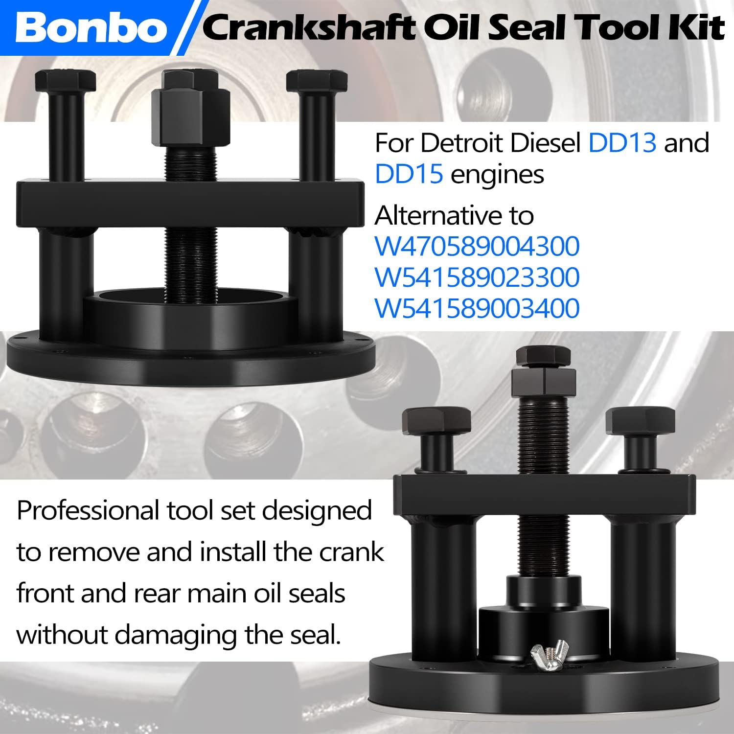 Bonbo for Detroit Diesel DD13 DD15 Crankshaft Oil Seal Front & Rear Seal Remover & Installer Tool Kit Alternative to W470589004300 W541589023300 W541589003400