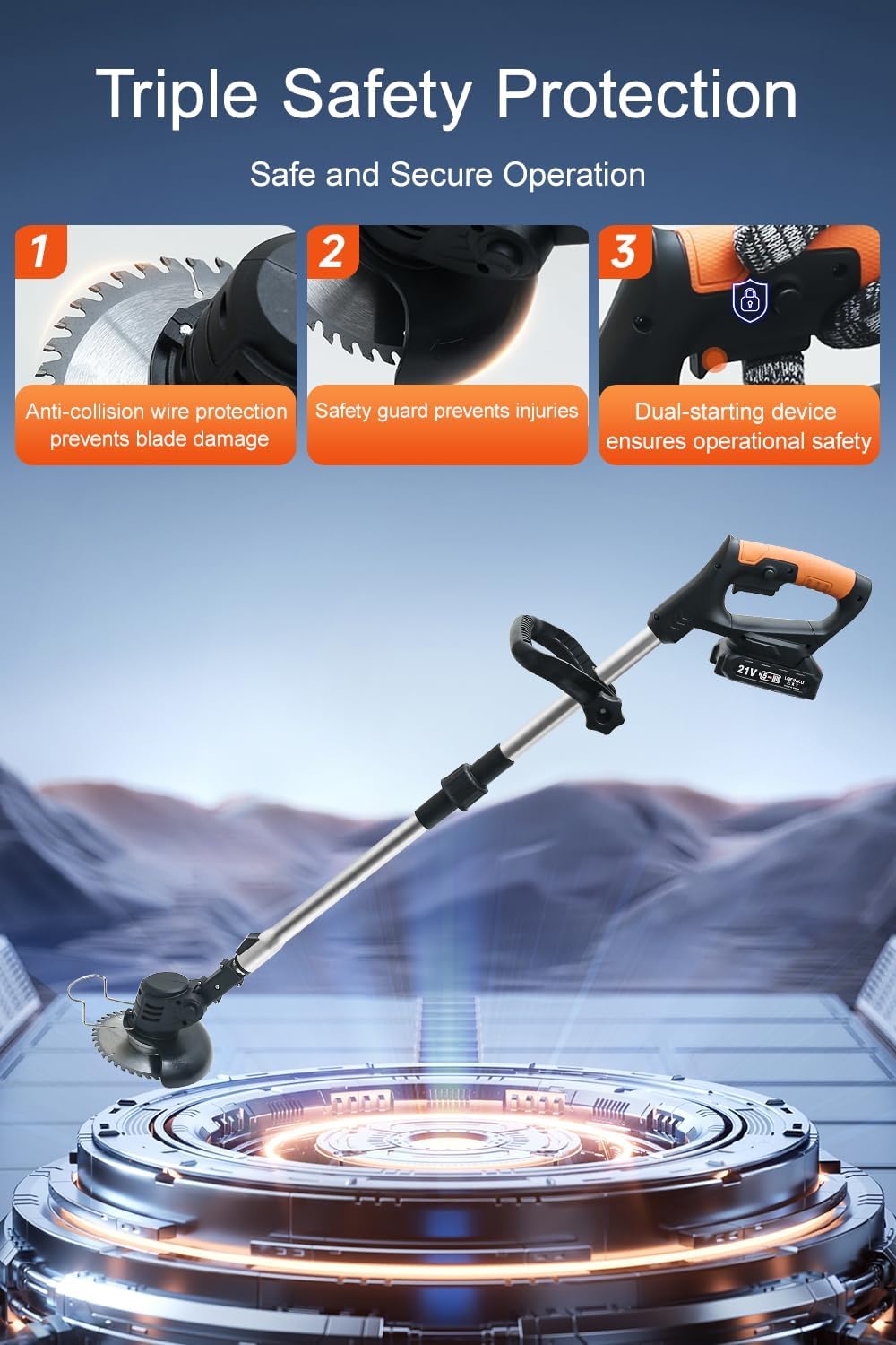 Cordless Weed Wacker,Electric Weed Eater,2 Batteries,Grass Trimmer Cordless,Black-C