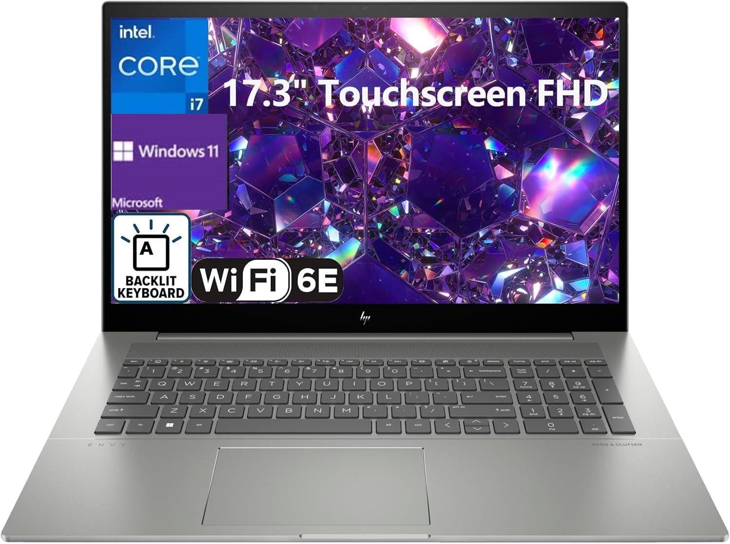 HP Envy 17 Laptop, 17.3' FHD Touchscreen Display,Intel i7-1355U Processor, 32GB RAM 1TB SSD, NVIDIA GeForce RTX 3050, Backlit Keyboard, Wi-Fi 6E, Bluetooth 5.3, Windows 11 Home, Silver