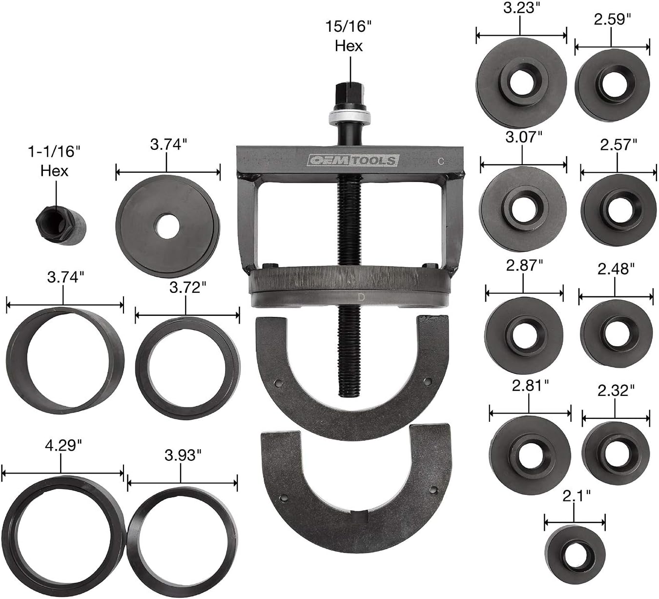 OEMTOOLS 37342 Master Wheel Bearing Removal Tool, Wheel Bearing Installer Kit Fits Most Vehicles, Self-Centering Design, Front, Rear, and All-Wheel Drive