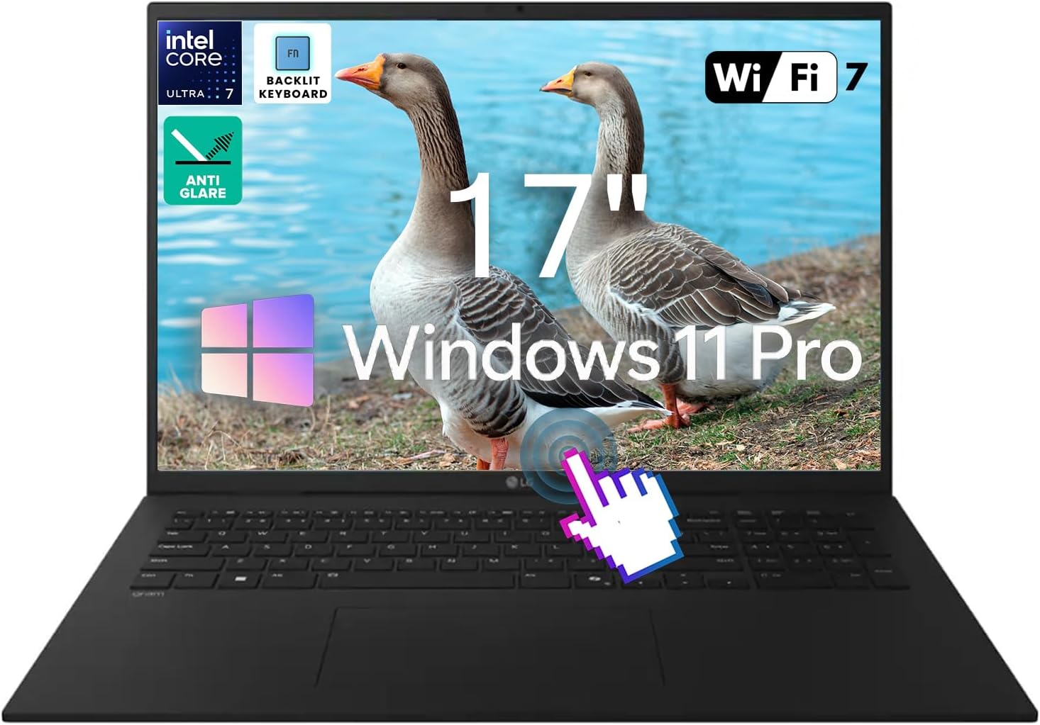 LG gram Business Laptop, 17' Anti-Glare Touchscreen(2560 x 1600), Intel 8-Core Ultra 7-258V, Intel Arc GPU, Copilot + PC, NPU, Backlit KB, Win 11 Pro, Wi-Fi 7, 32GB RAM, 2TB SSD