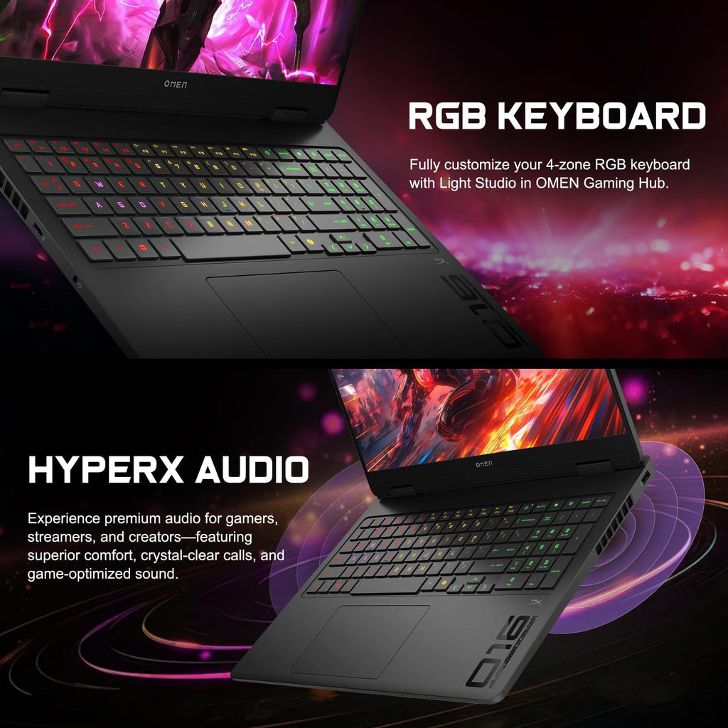 HP OMEN 16 Slim RTX 5070 Gaming Laptop, Intel Ultra 9 285H, NVIDIA RTX 5070, HyperX Audio, 16' FHD+ Anti-Glare, 32GB DDR5, 1TB SSD, 4-Zone RGB Backlit KB, Windows 11 Pro, Bundle Laptop Cooler