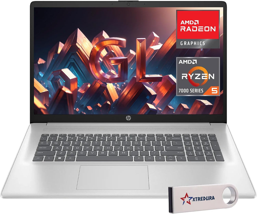 HP 2025 Business 17 inch FHD Laptop, AMD Ryzen 5 7430U Processor (Beats i5-1235U), 32GB RAM, 2TB PCIe SSD, 17.3' 1080p IPS Display, Webcam, WiFi 6, Bluetooth 5.3, Windows 11, XtreDura USB Drive