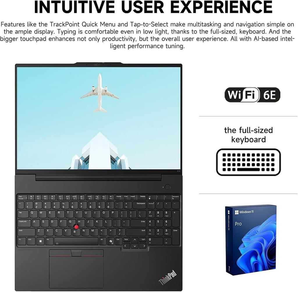 Lenovo ThinkPad E16 Gen 2 Business Laptop, 16' FHD+ Anti-Glare Touchscreen, AMD Ryzen 7 7735U, 64GB DDR5, 2TB SSD, Wi-Fi 6E, Fingerprint, Backlit, Webcam, Windows 11 Pro