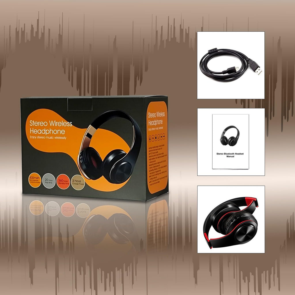 Bluetooth Headphones, Chat- Comfortable Over Ear Stereo Headphsets with Mic, Soft Earmuffs/Foldable/SD/TF, 20H Playtime, Great for Music/OFC/Tour/Gym/Game (10 pcs red Colors)