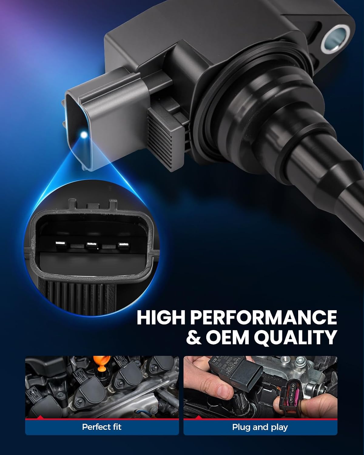 KAX 8-Pack Ignition Coil Pack & Iridium Spark Plugs Kit w/Magnetic Socket Compatible with Nissan Altima 2019-2021 2.5L, Rogue 2021 2.5L, Replace#UF861, 3529