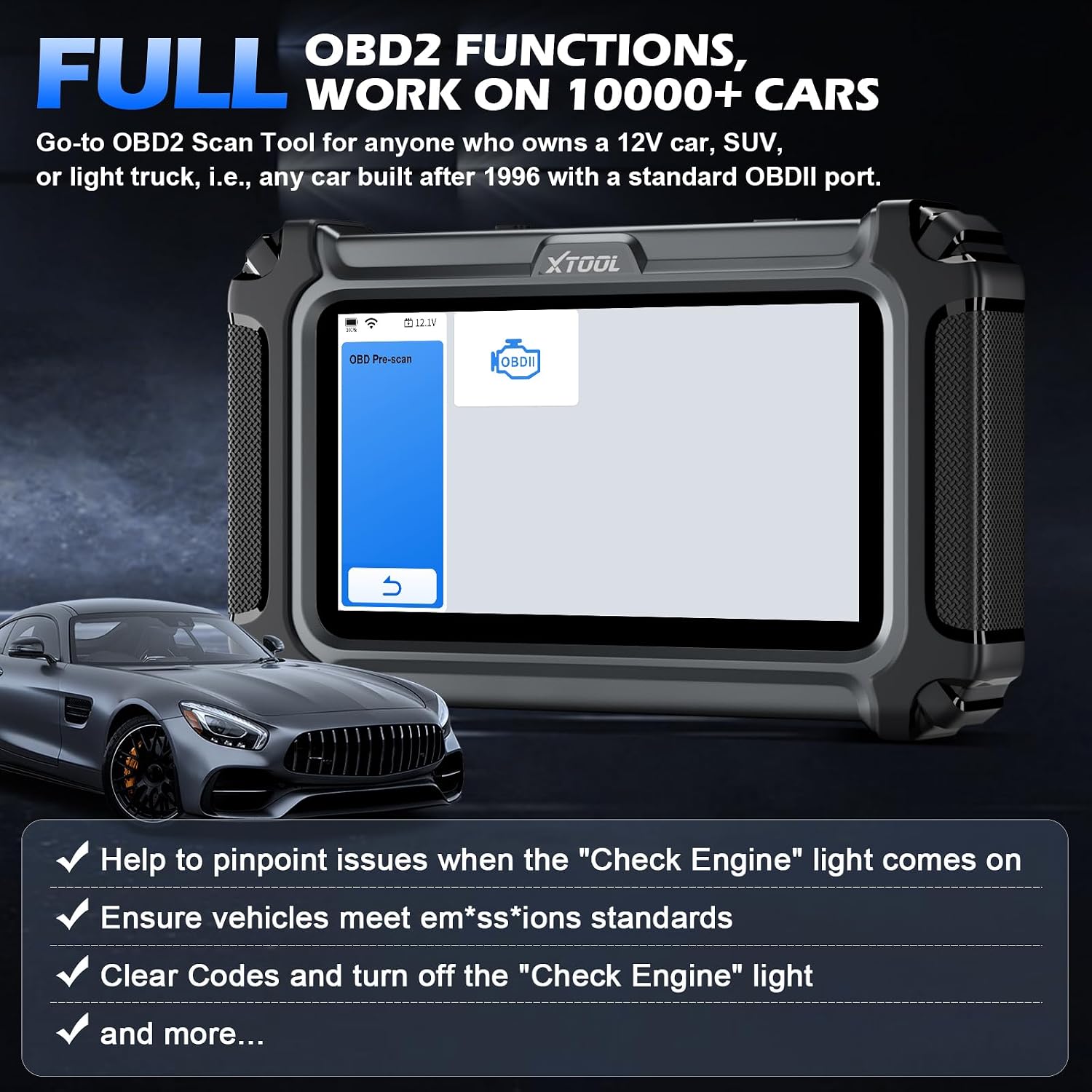 XTOOL D5 OBD2 Scanner Car Code Reader, Engine ABS SRS Transmission Diagnostic Scan Tool with 10 Resets, EPB Service, ABS Bleed, Throttle Relearn, Clear Check Engine Light, Free Update