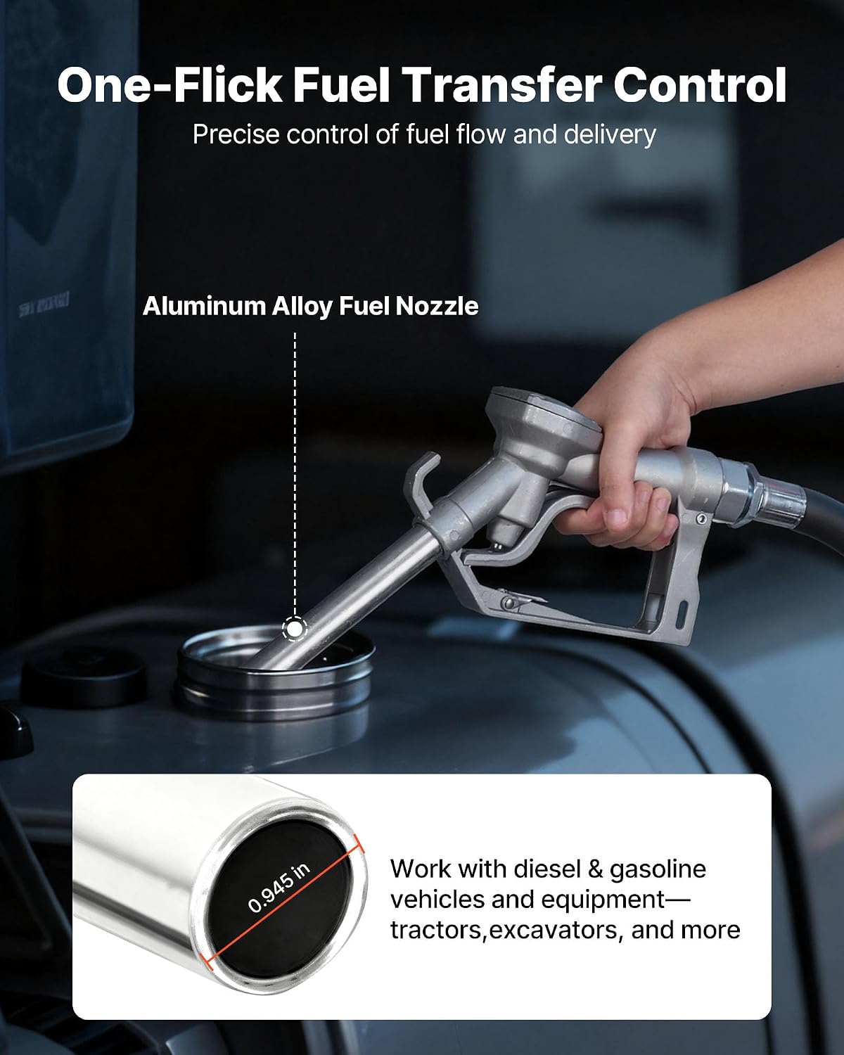 VEVOR Fuel Transfer Pump, 12V DC 15 GPM, Cast Iron Diesel Transfer Pump Kit, with Manual Nozzle, Discharge Hose, Overheat Protection, Power Cable, Explosion-Proof, for Gasoline Diesel Kerosene & More