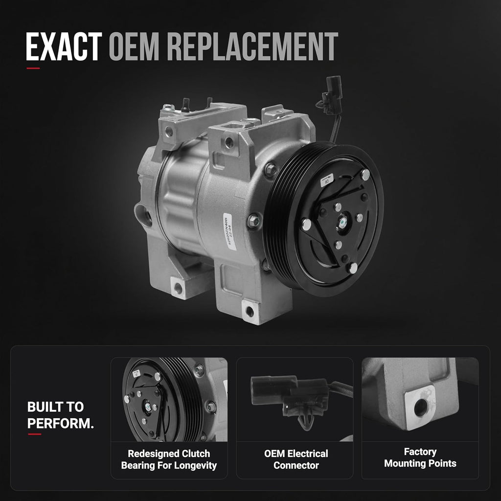AC Compressor with Clutch - A/C Compressor Compatible with Nissan Altima & Sentra 2.5L 2007-2012 - Replaces 92600ZN40B, 92600JAOOA, 92600-ZN40B, 10886C, CO1886C - HVAC Air Conditioner Compressor