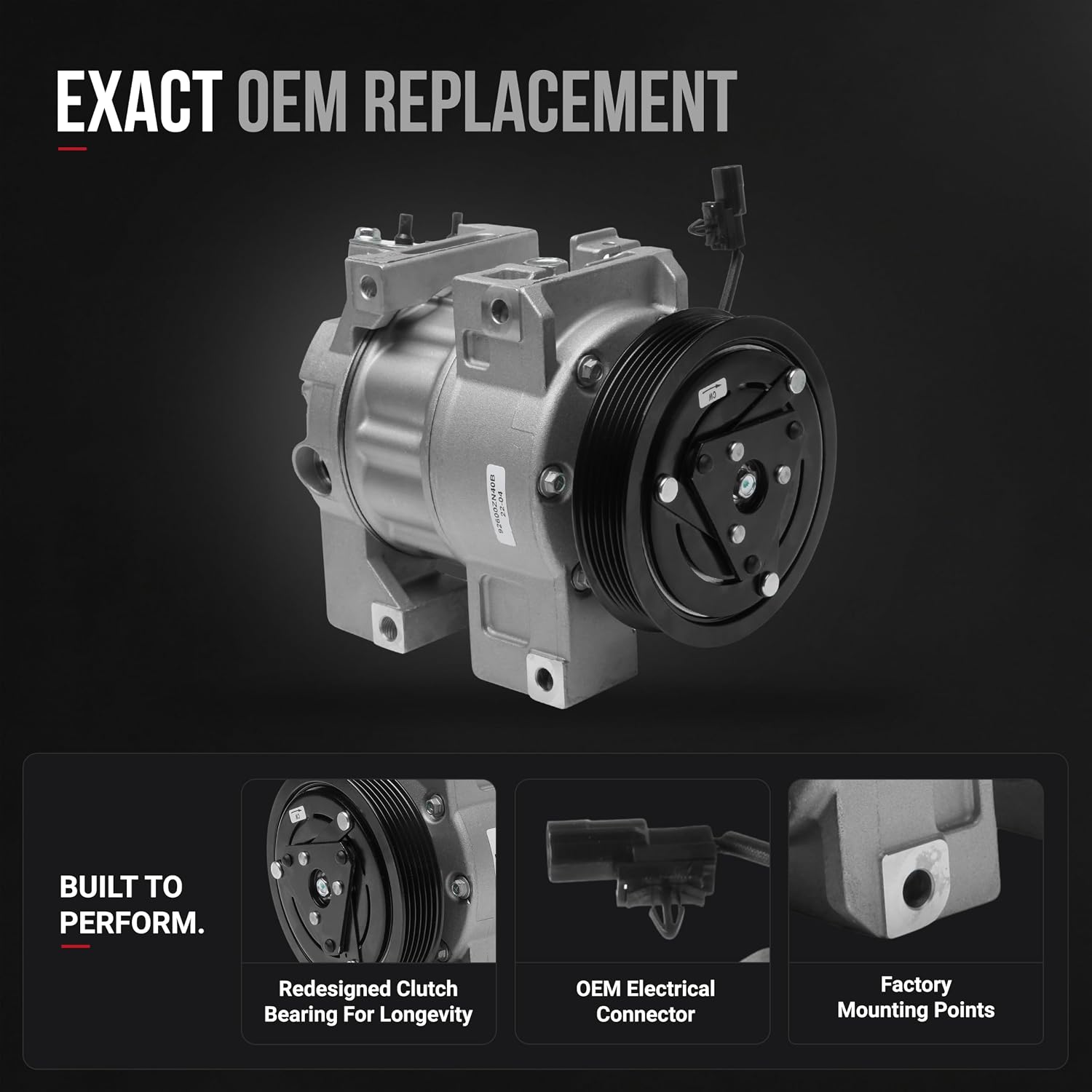 AC Compressor with Clutch - A/C Compressor Compatible with Nissan Altima & Sentra 2.5L 2007-2012 - Replaces 92600ZN40B, 92600JAOOA, 92600-ZN40B, 10886C, CO1886C - HVAC Air Conditioner Compressor