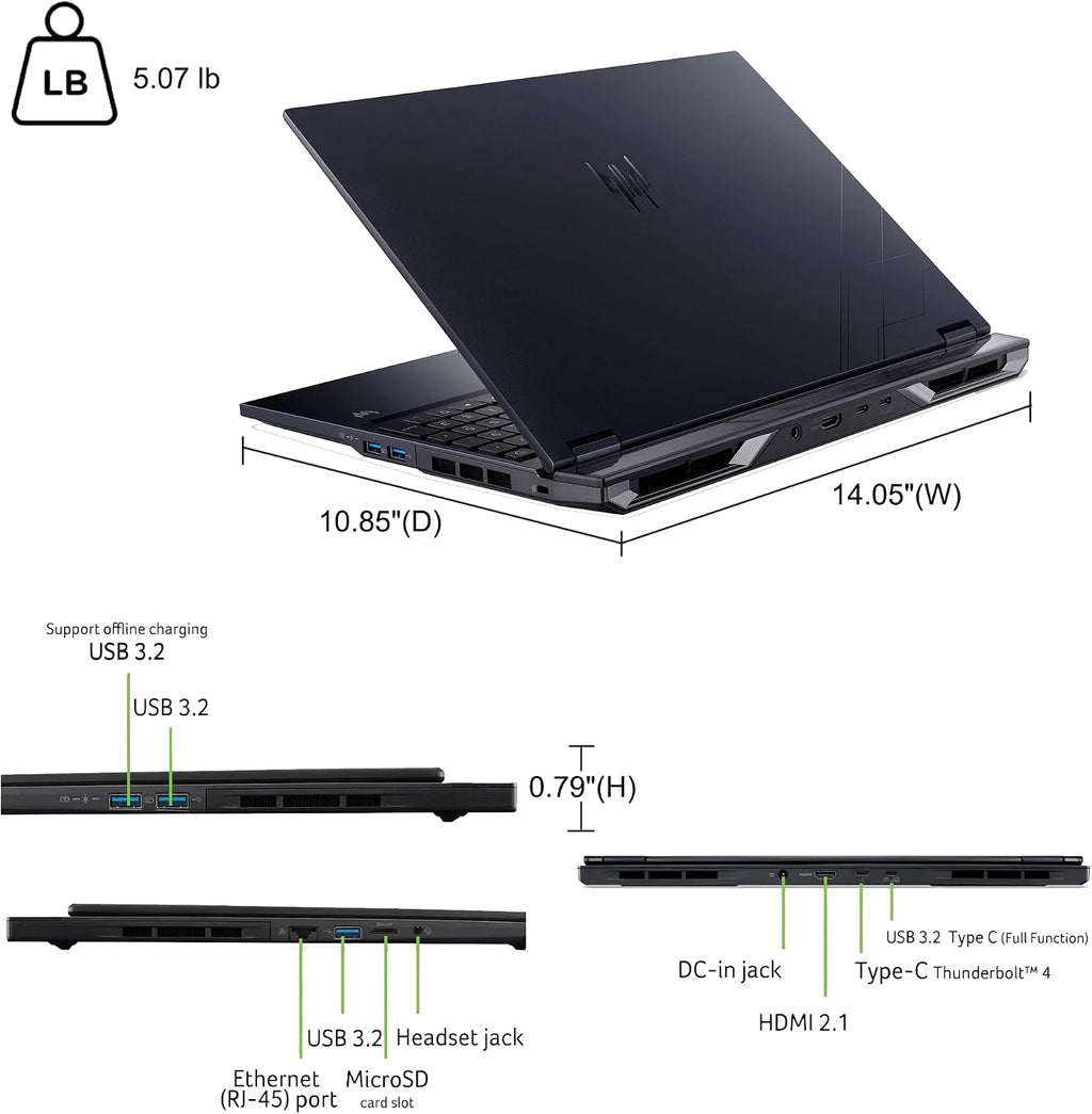acer Predator Helios Neo 16S AI Gaming Laptop 16' WQXGA OLED 240Hz (100% DCI-P3) Intel 24-core Ultra 9 275HX 64GB DDR5 1TB SSD GeForce RTX 5070 Ti DLSS4 (Up to 992 AI Tops) Win11Pro ICP Hub