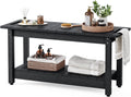 Stoog 35.5' Large Shower Bench, Waterproof Shower Stool with Storage Shelf and Handles, Adjustable and Non-Slip Feet, Shower Chair for Inside Shower, Black