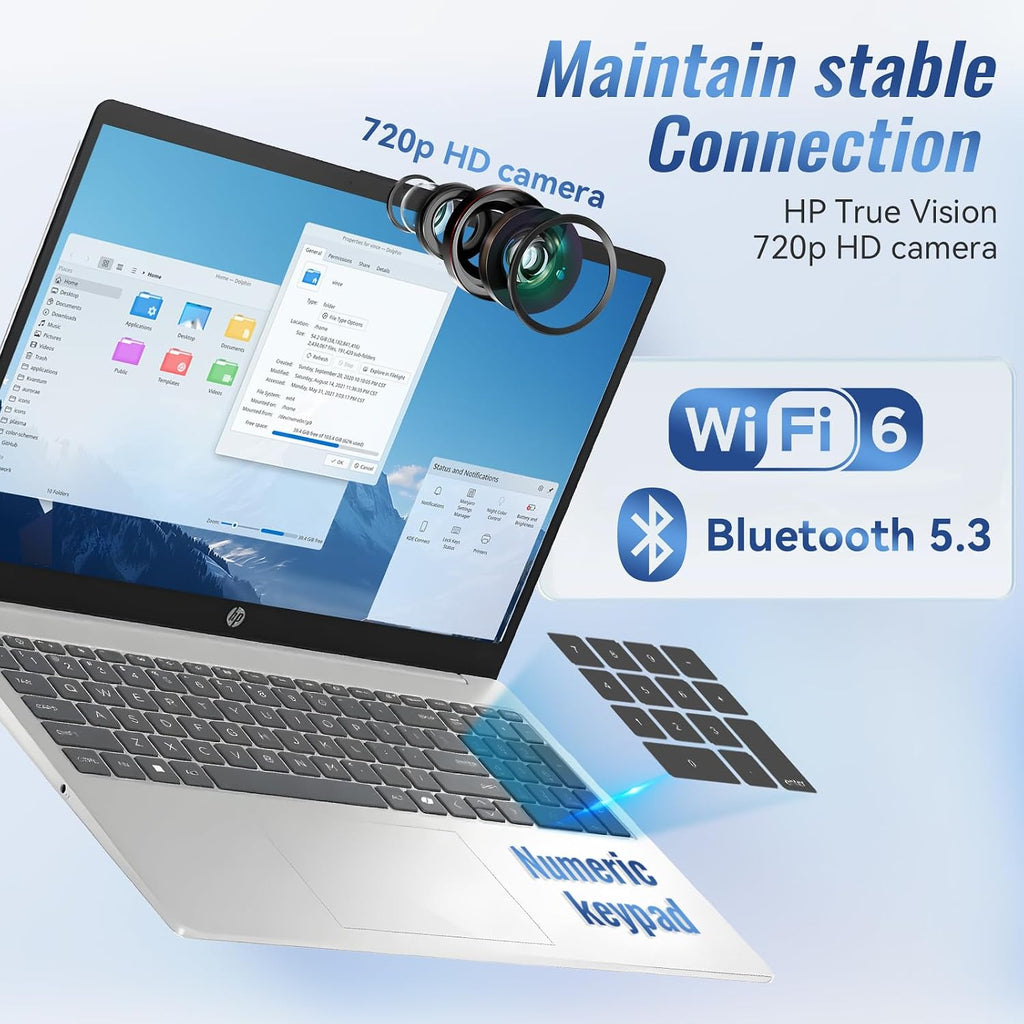 HP 15.6' Touchscreen Laptop for Business & Student 2025, Intel Core i3-1315U (Beat i5-1135G7), Copilot AI, Wi-Fi 6, Bluetooth 5.3, Win 11 Pro with Branded Laptop KB Kit(32GB Ram &1TB SSD)