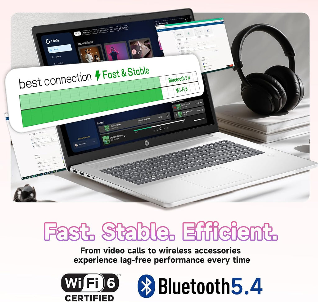 HP 2026 17.3' Laptop, Intel Core i3-N305, Lifetime Windows 11 Pro, Copilot AI, Up to 9.5H Battery Life for Student & Business, Wi‑Fi 6, BT 5.4, with G255 Pro Accessories Kit (16GB RAM | 512GB SSD)