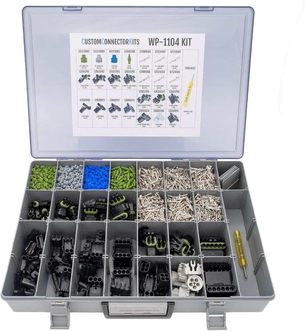 Delphi GENUINE OEM WeatherPack Connector Kit WP-1104: Sealed Weatherproof Automotive Electrical Connectors 20-12 Gauge 1104 Piece Kit