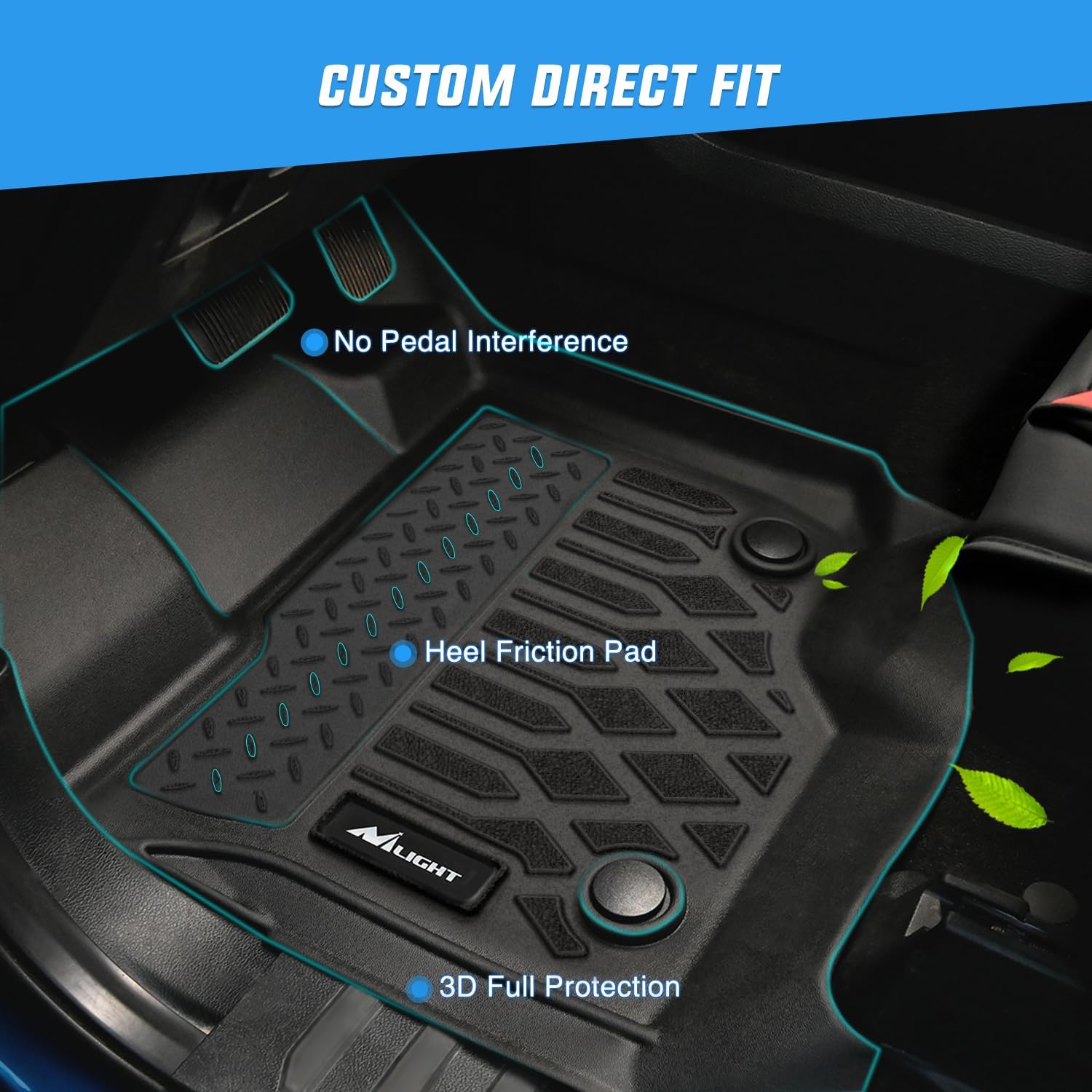 Nilight TPE Floor Mats for Nissan Altima 2007 2008 2009 2010 2011 2012 All Weather Custom Fit Heavy Duty Floor Liners