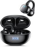 Open Ear Earbuds, Wireless Earbuds, Bluetooth 5.4 Headphones with ENC Clear Call, 60H Playtime, IPX7 Waterproof, Lightweight Comfort, Clip On Earbuds for Workout/Running, Black