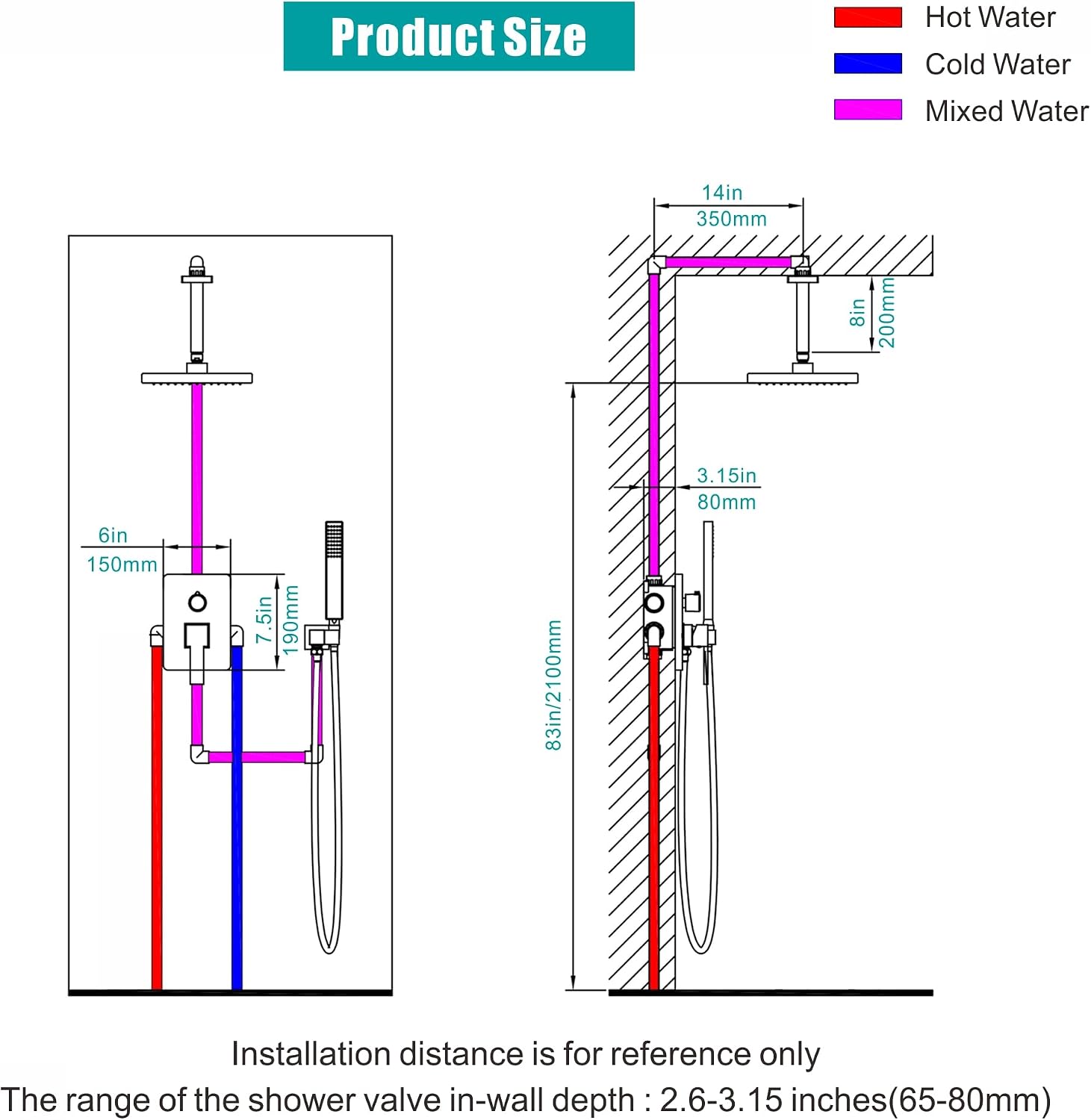 SKOWLL Ceiling Mount Shower System 10 Inch LED Rain Shower Head with Handheld, High Pressure Rainfall Bathroom Shower System Matte Black Shower Faucet Set with Rough in Valve