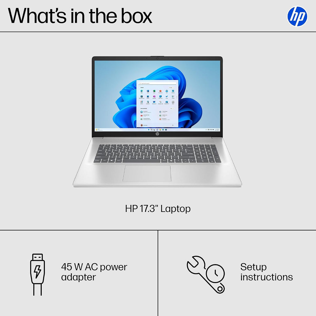 HP 17.3' 2025 Touchscreen Laptop, HD+ Anti-Glare Display, AMD Ryzen 5 7430U, AMD Radeon Graphics, 32 GB RAM, 2 TB SSD, Copilot-AI, Wi-Fi 6, Windows 11 Pro, for Business & Student, w/Accessories