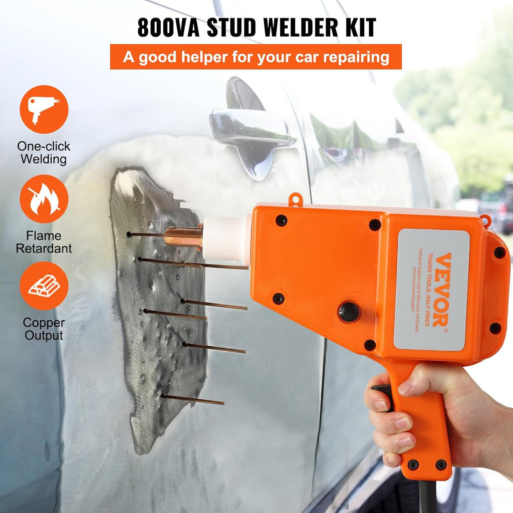 VEVOR Stud Welder Kit, 5500 Stud Welder Dent Repair Kit, 800VA Spot Welder Stud, 110V Welder Stud Kit, Stud Gun Dent Puller Kit with Complete Accessories, Dent Welder Repair for Auto Body Repairing