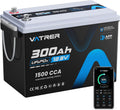 12V 300Ah Lithium LiFePO4 Battery with APP Monitoring, 200A BMS Rechargeable Starting Battery, High/Low Temperature Protection, 2560W Max Load Power for RVs, Solar, Boats, Off-Grid,Home Energy Storage