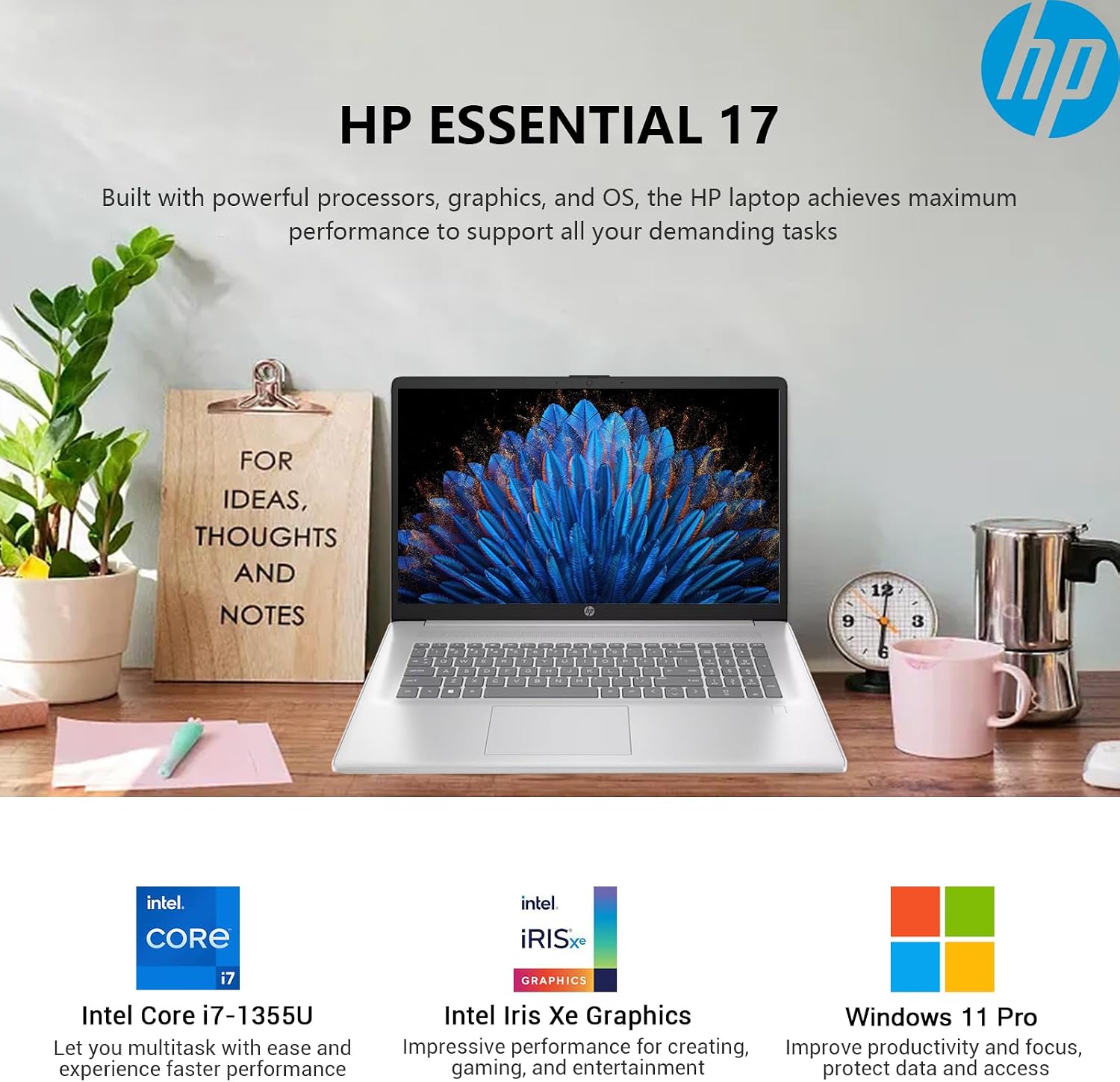 HP 17 Inch Laptop Touchscreen Computer, 17.3' HD+ Touch Screen Business Laptop, Windows 11 Pro, 13th Gen Intel Core i7 (10-Core) |10-Key Backlit Keyboard | 32GB RAM 1TB SSD