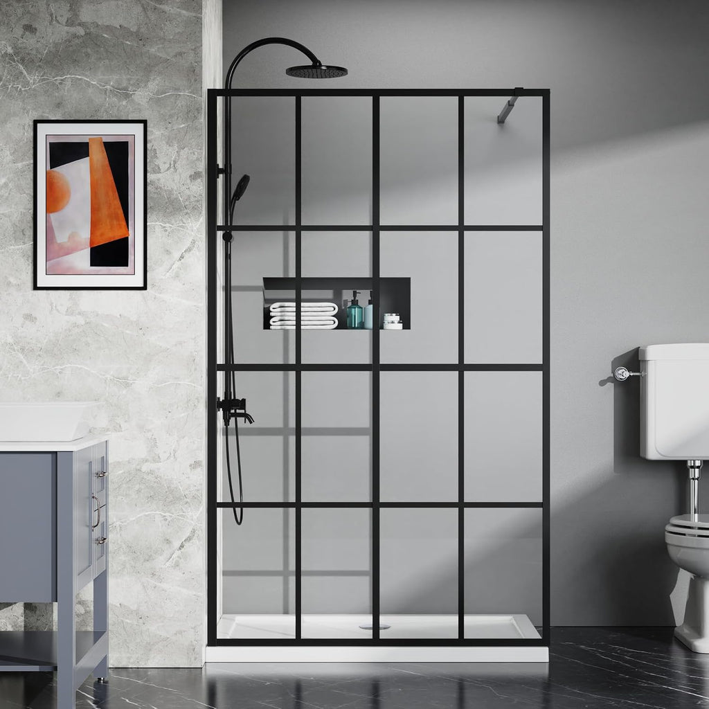 Goodyo 46' X 72' Shower Door Clear Tempered Glass Framed Shower Screen Walk-in Black Finish