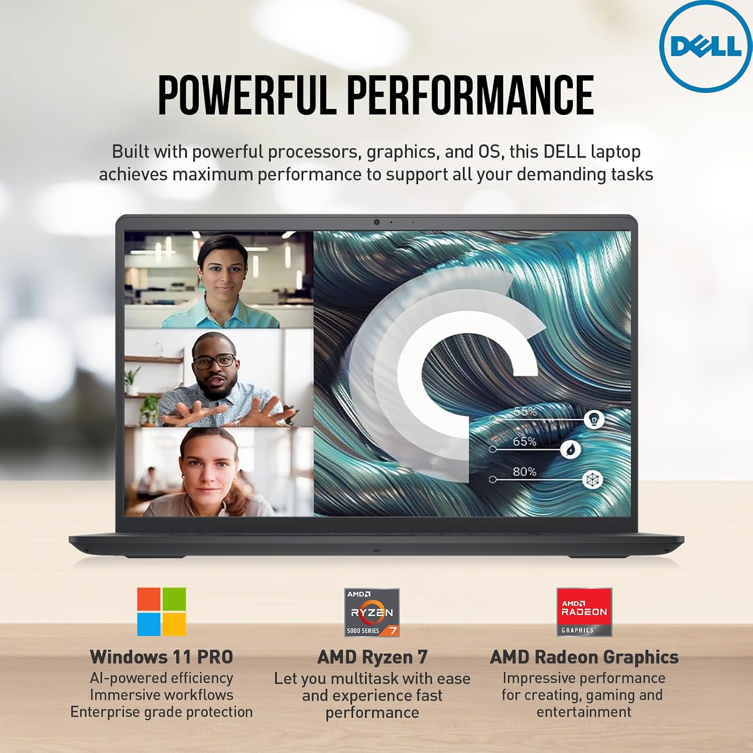 Dell Inspiron 15 3000 Laptop Computer, 15.6' FHD Student & Business Laptop PC | AMD Ryzen 7 (8-cores) | Windows 11 Pro | 64GB RAM 2TB SSD | 10-Key Number Pad | Black