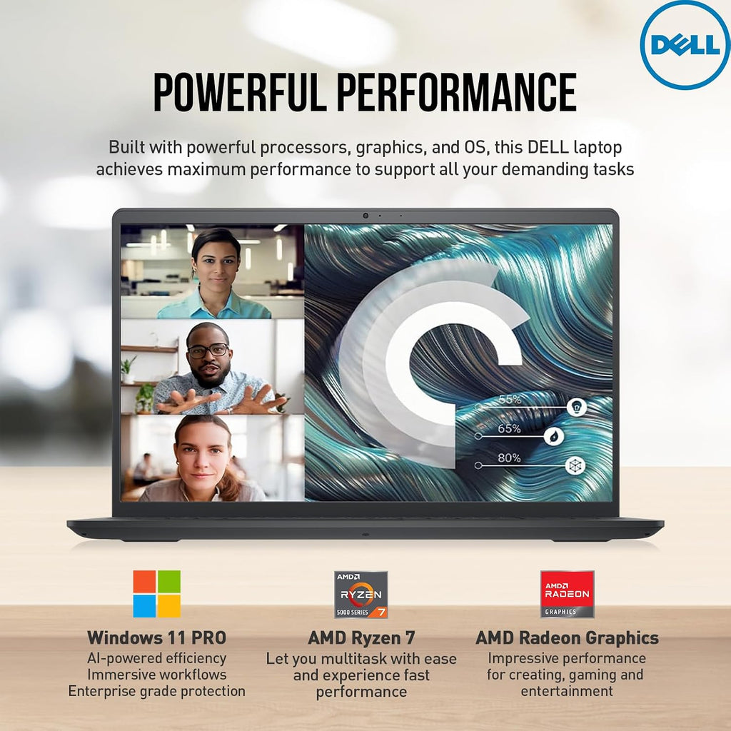 Dell Inspiron 15 3000 Laptop Computer, 15.6' FHD Student & Business Laptop PC | AMD Ryzen 7 (8-cores) | Windows 11 Pro | 64GB RAM 1TB SSD | 10-Key Number Pad | Black