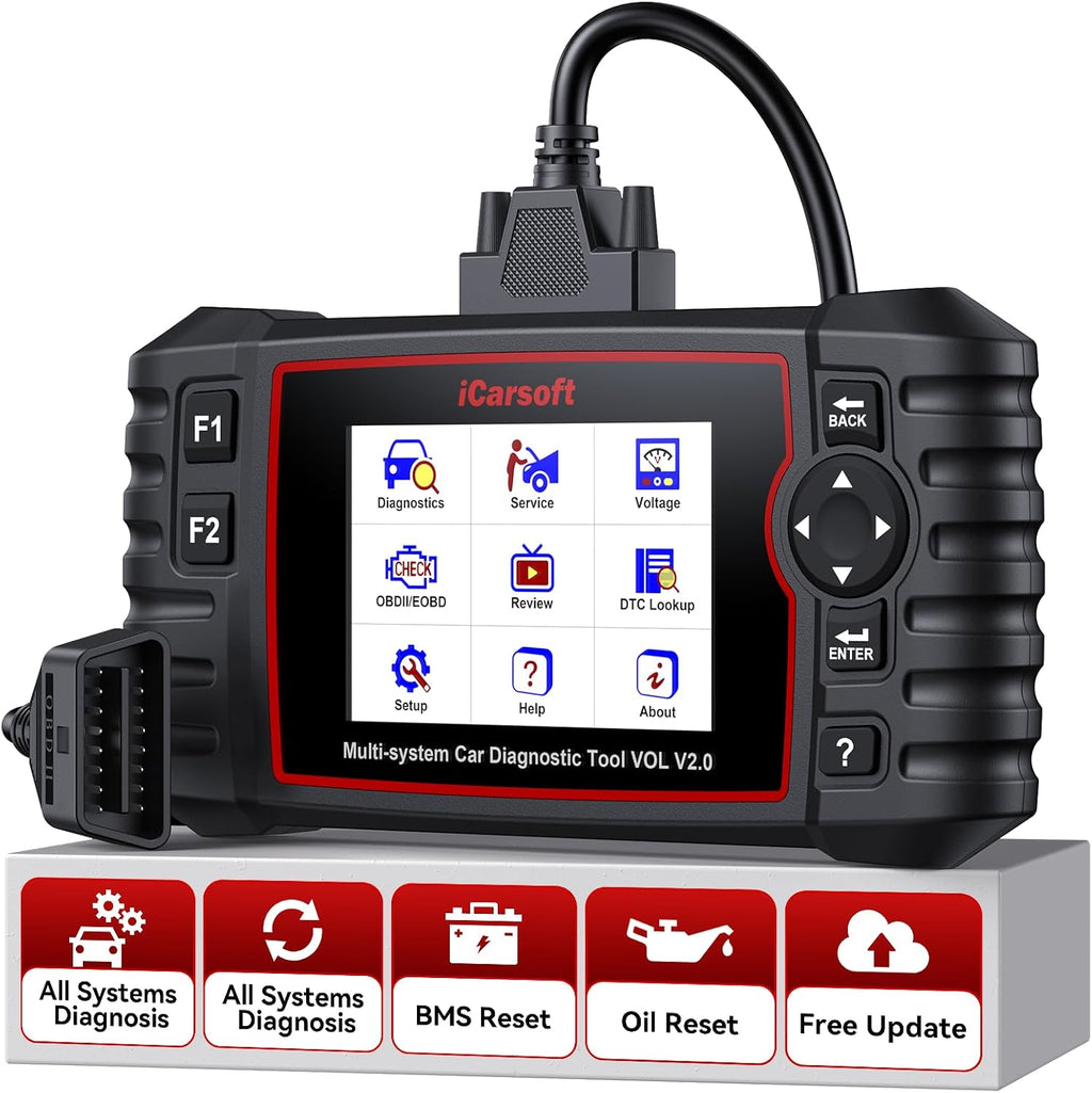 iCarsoft VOL V2.0 OBD2 Scanner for Volvo/SAAB, Auto in-Depth Full Systems Scan OBD2 Diagnostic Tool, 118 Graph Data/Battery Test/Reset, ABS SRS Engine Transmission Code Reader