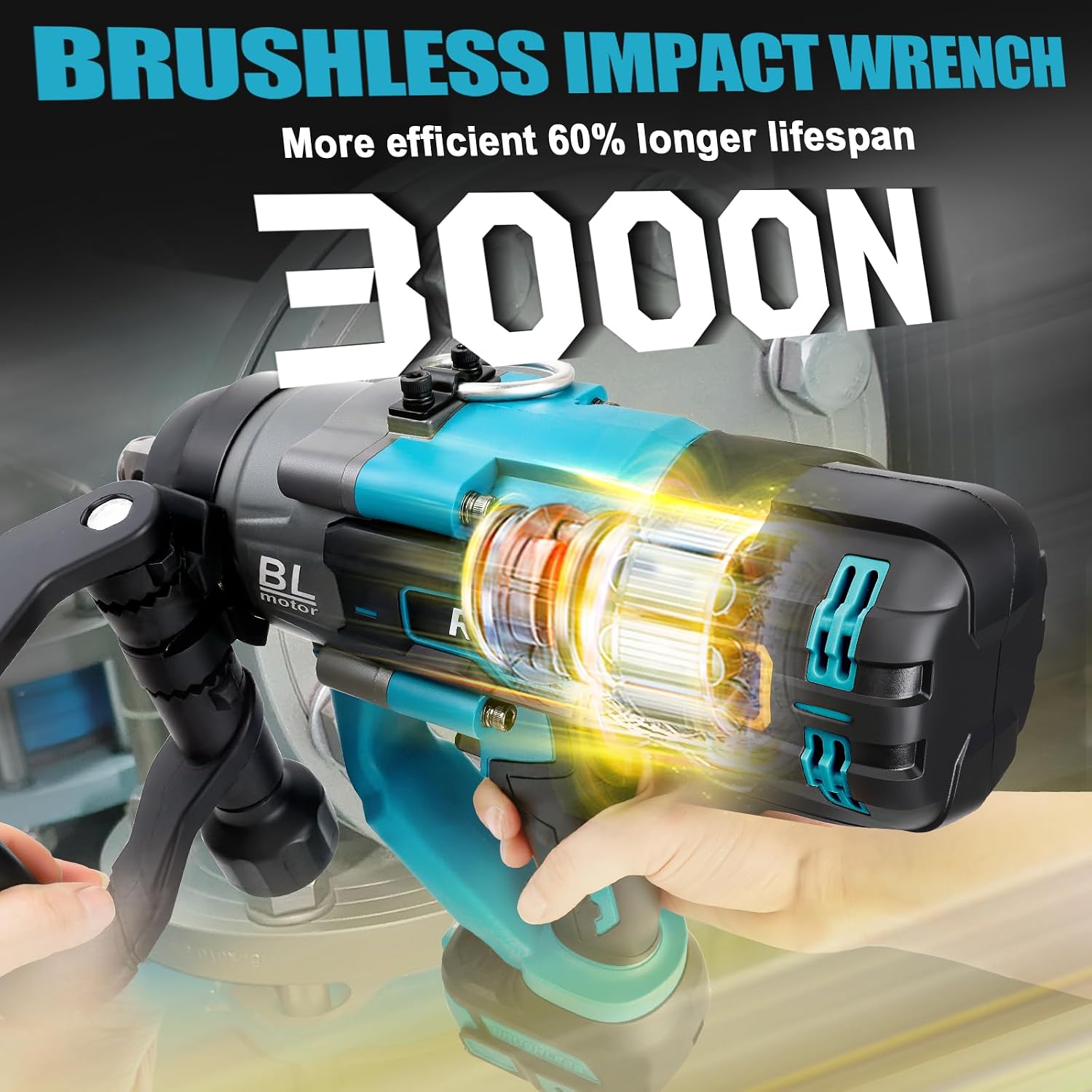 Cordless Impact Wrench 1' Compatible with Makita 18V Battery, Impact Wrench 2250FT-LBS(3000N.m) High Torque Brushless Electric Impact Power Impact Driver for Car, Truck(No Battery)